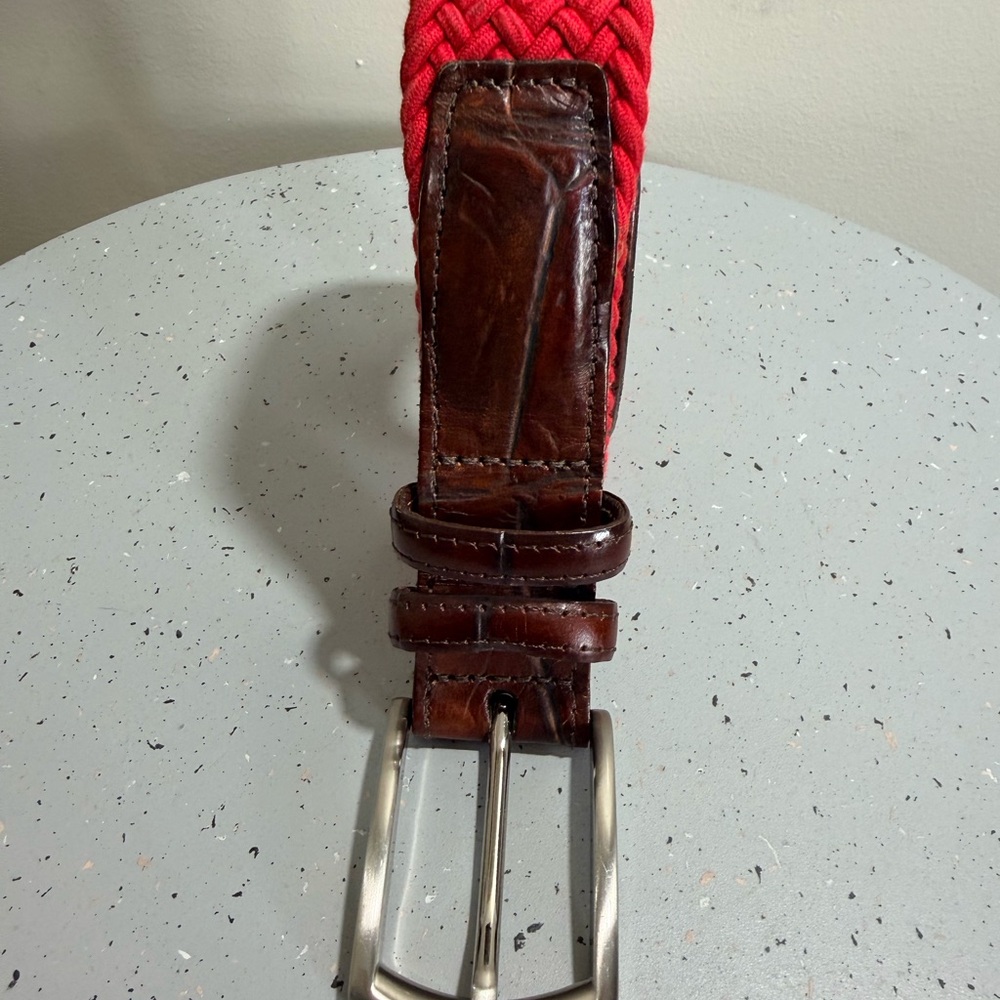 Elegant Red and Brown Men's Belt size 34